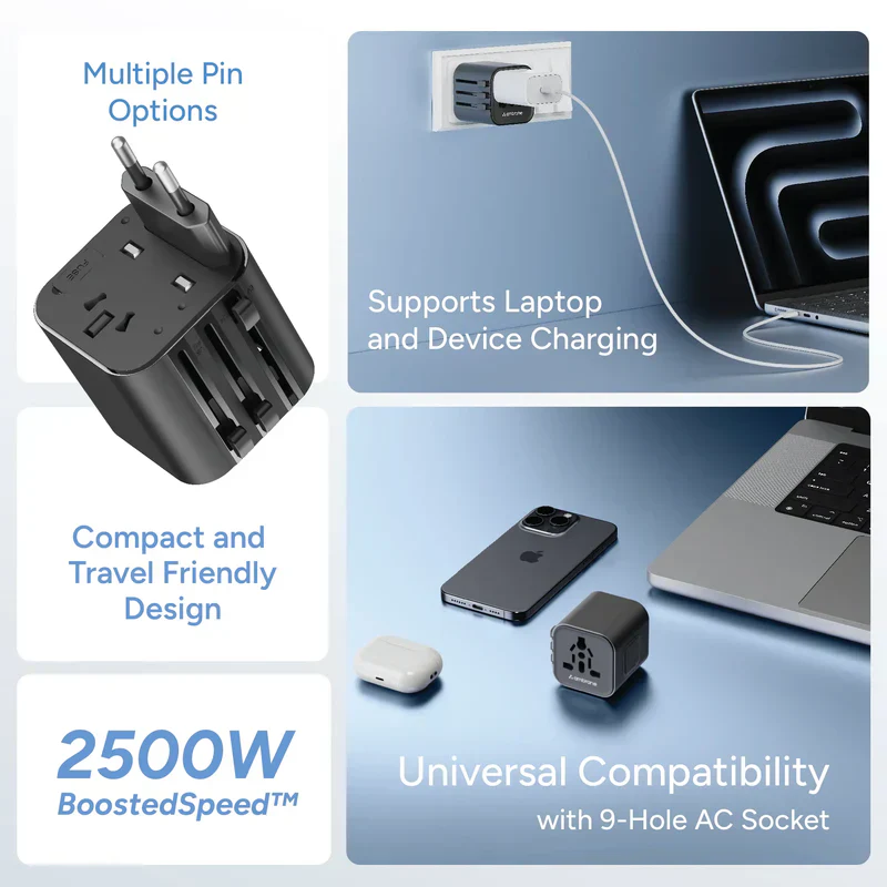 International Travel Socket Multiple Country Slidable Plugs Support - ATA - Image 2