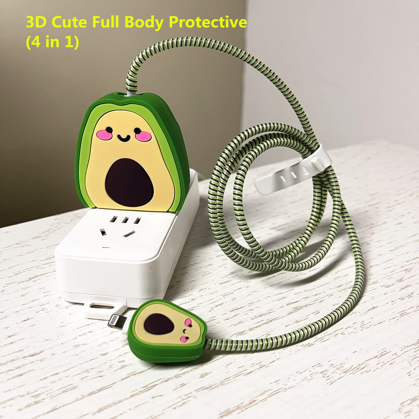 Iphone Charger Case Cover - Avacado - 4 Piece Set (With Wire Protector) - Image 3