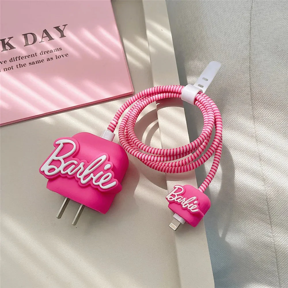 Iphone Charger Case Cover - Barbie - 4 Piece Set (With Wire Protector) - Image 4