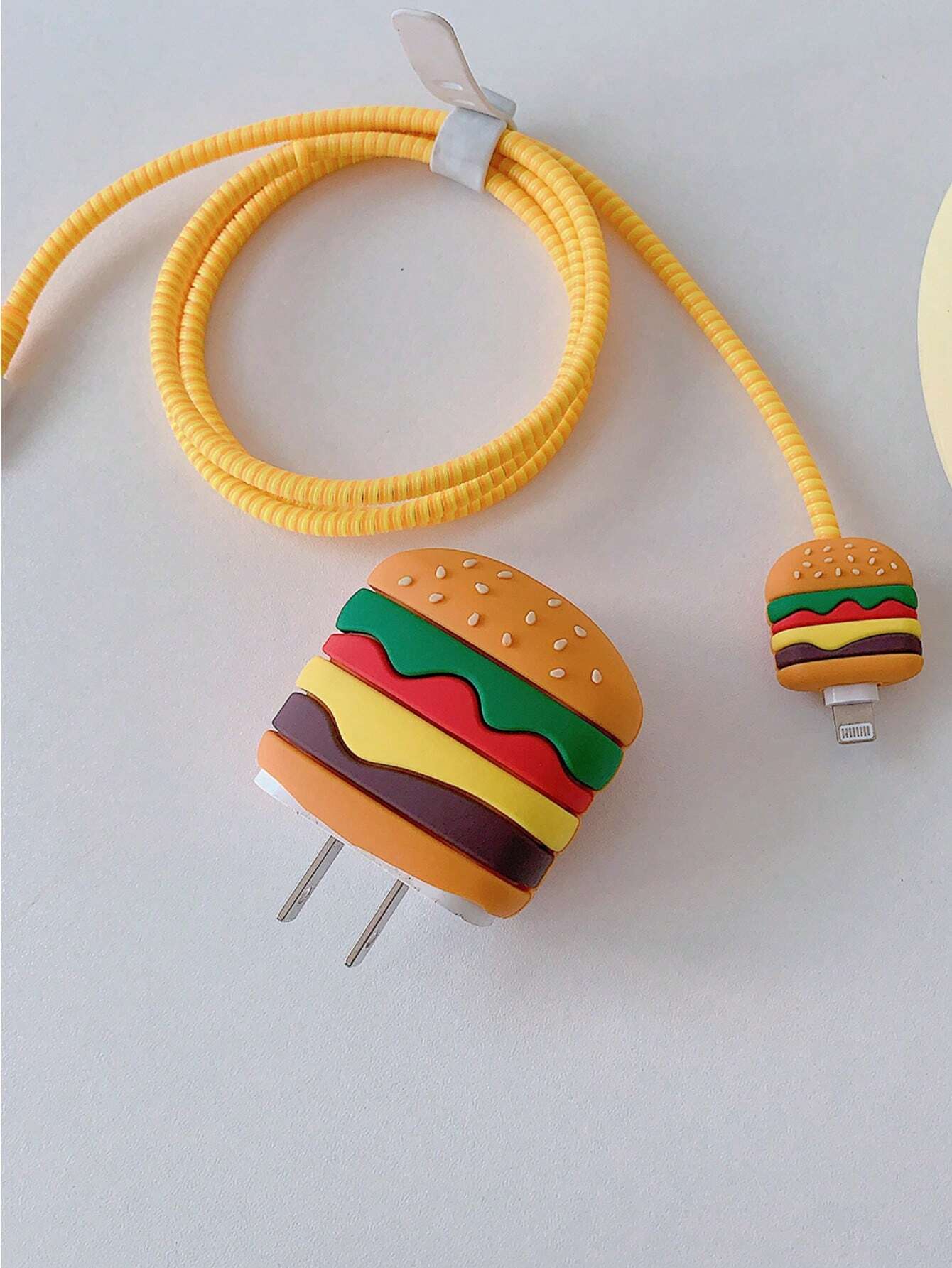Iphone Charger Case Cover - Burger -  4 Piece Set (With Wire Protector) - Image 3