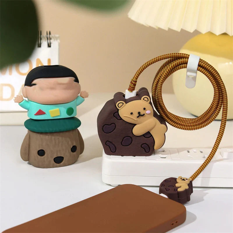 Iphone Charger Case Cover - Cookie Bear - 4 Piece Set (With Wire Protector) - Image 3