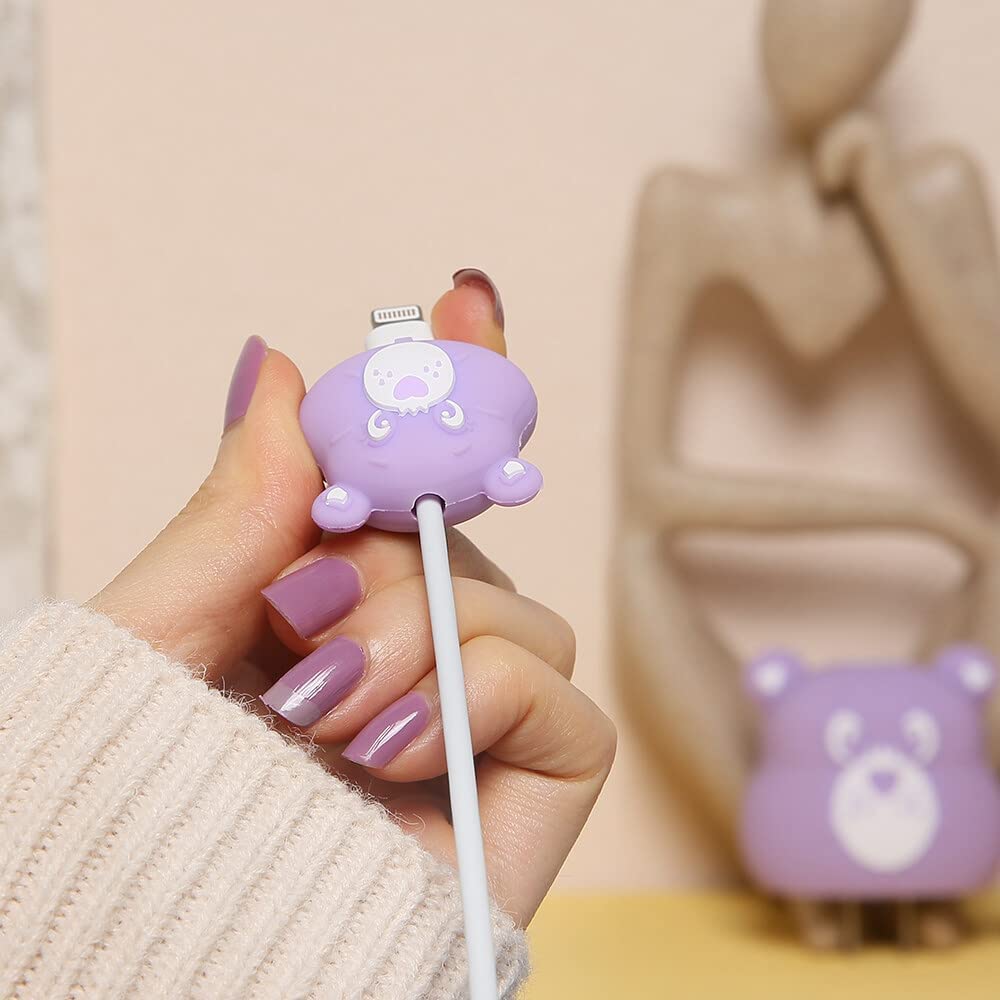 Iphone Charger Case Cover - Cute Bear Purple (4 Piece Set) - Image 4