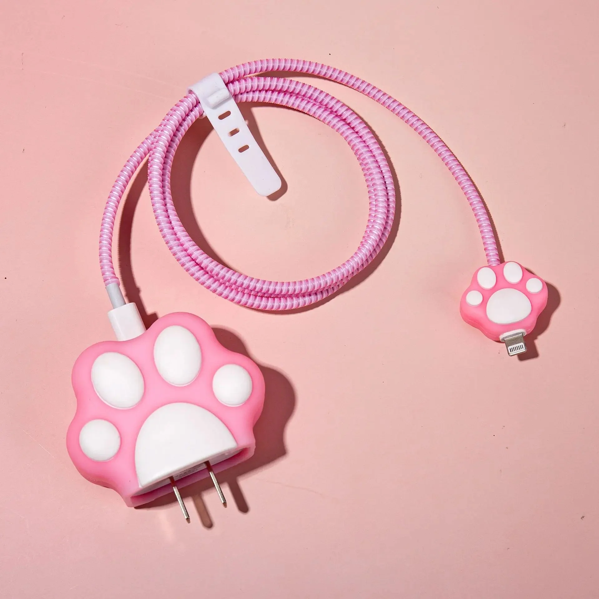 Iphone Charger Case Cover - Cute Paws - 4 Piece Set (With Wire Protector) - Image 4