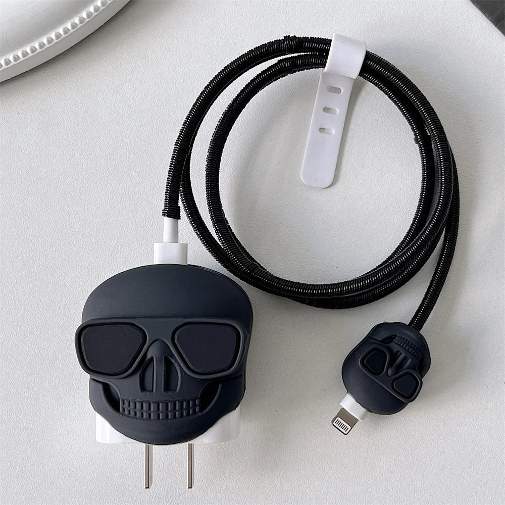 Iphone Charger Case Cover - Drip Skull - 4 Piece Set (With Wire Protector) - Image 5