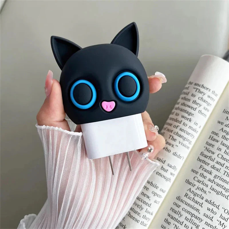 Iphone Charger Case Cover - Kitty Black - 4 Piece Set (With Wire Protector) - Image 8