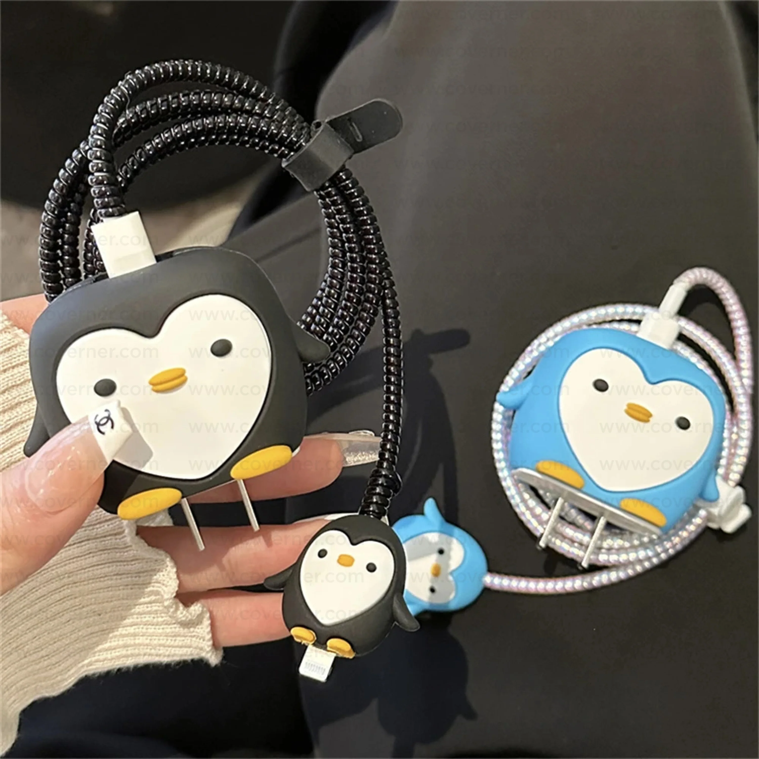 Iphone Charger Case Cover - Penguin - 4 Piece Set (With Wire Protector) - Image 12