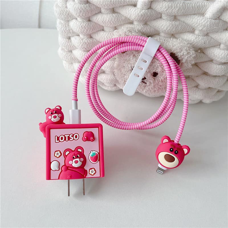 Iphone Charger Case Cover - Poo & Lotso - 4 Piece Set (With Wire Protector) - Image 4