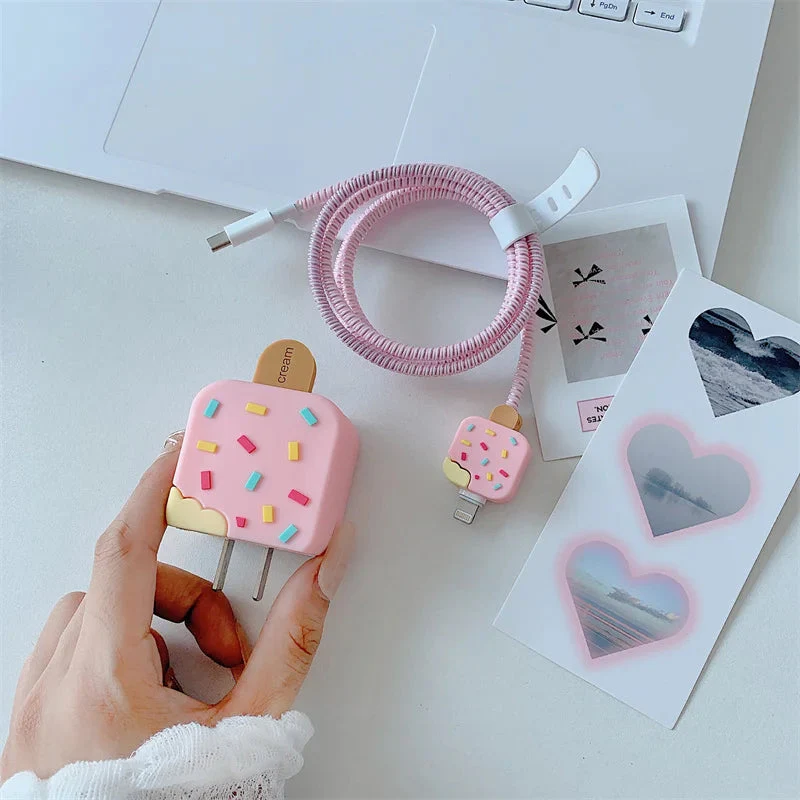 Iphone Charger Case Cover - Popsicles - 4 Piece Set (With Wire Protector) - Image 10