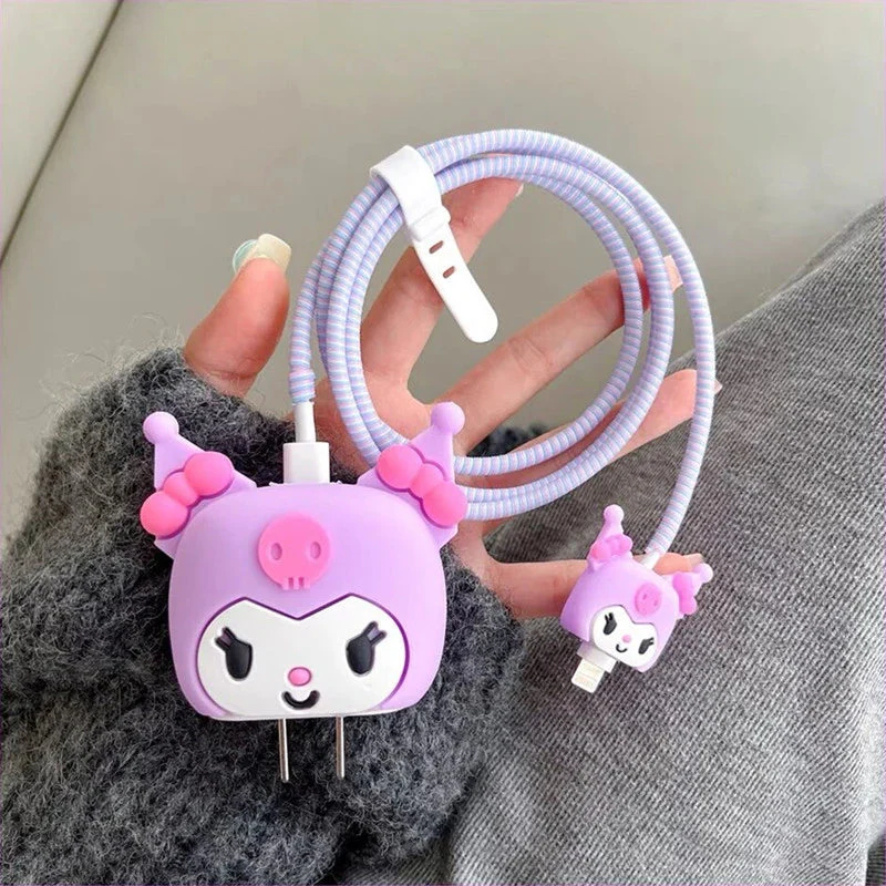 Iphone Charger Case Cover - Purple Cutie - 4 Piece Set (With Wire Protector) - Image 5