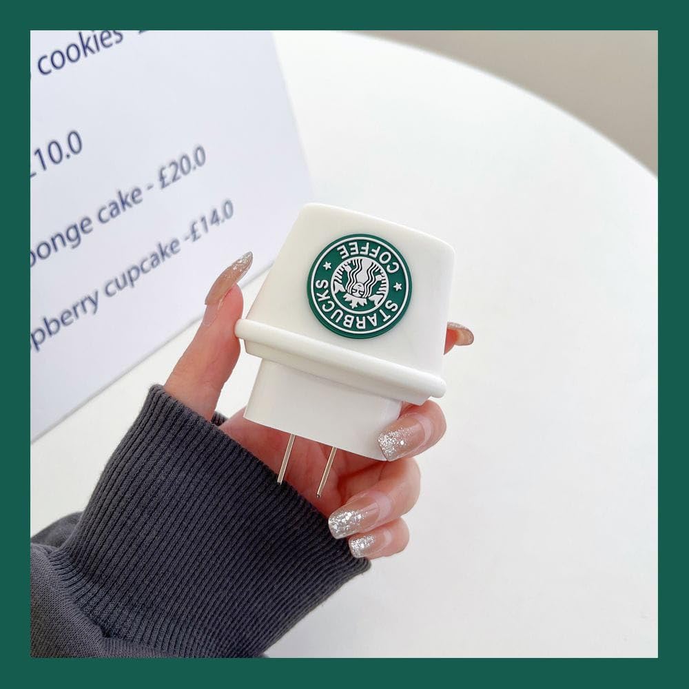 Iphone Charger Case Cover - Starbucks White - 4 Piece Set (With Wire Protector) - Image 6