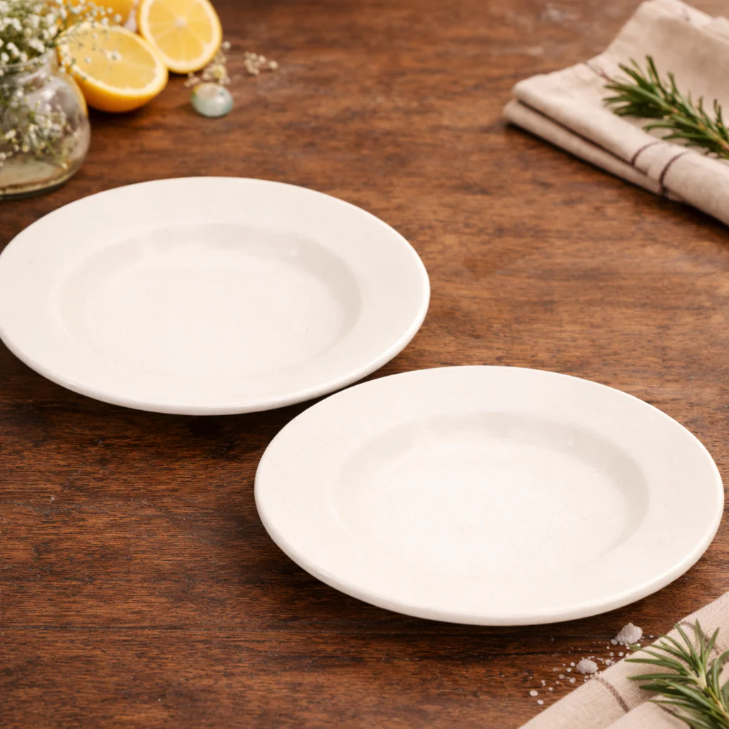 Ivory Ceramic Pasta Plate | Set of 2