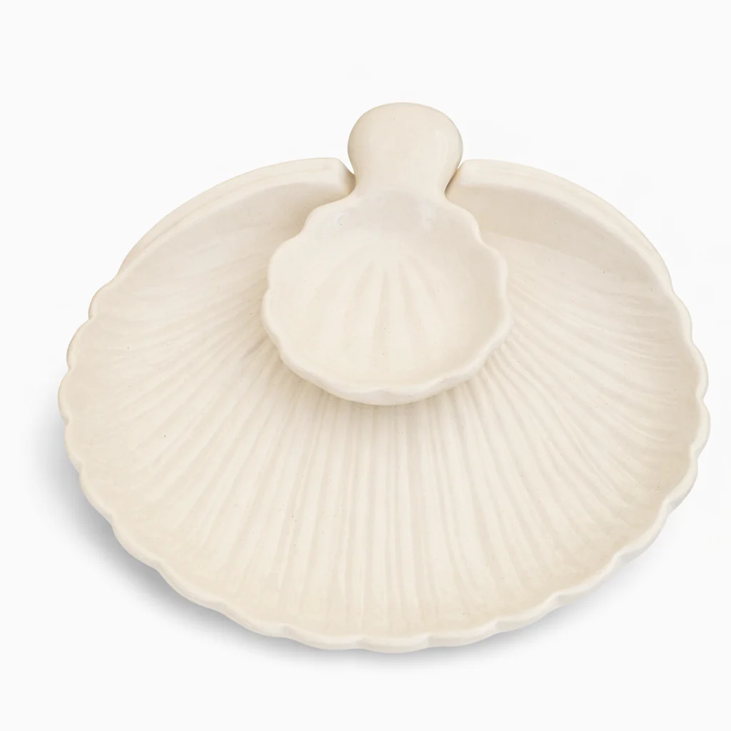 Ivory Shell Ceramic Serving Dish | Set of 1 - Image 3