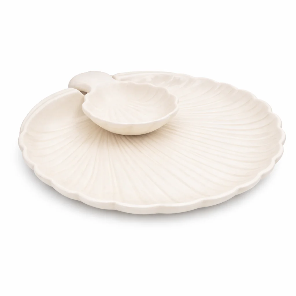Ivory Shell Ceramic Serving Dish | Set of 1 - Image 4