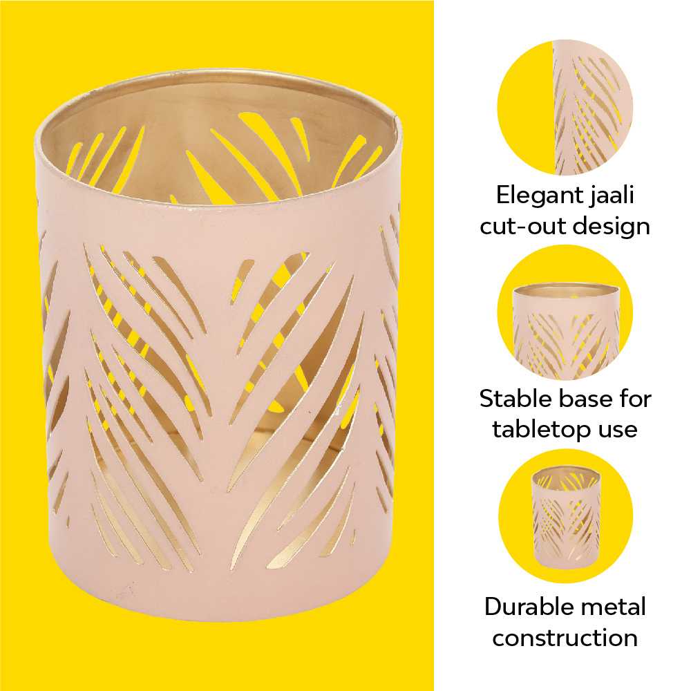 Jaali Leaf Metal Candle Holder - Image 10