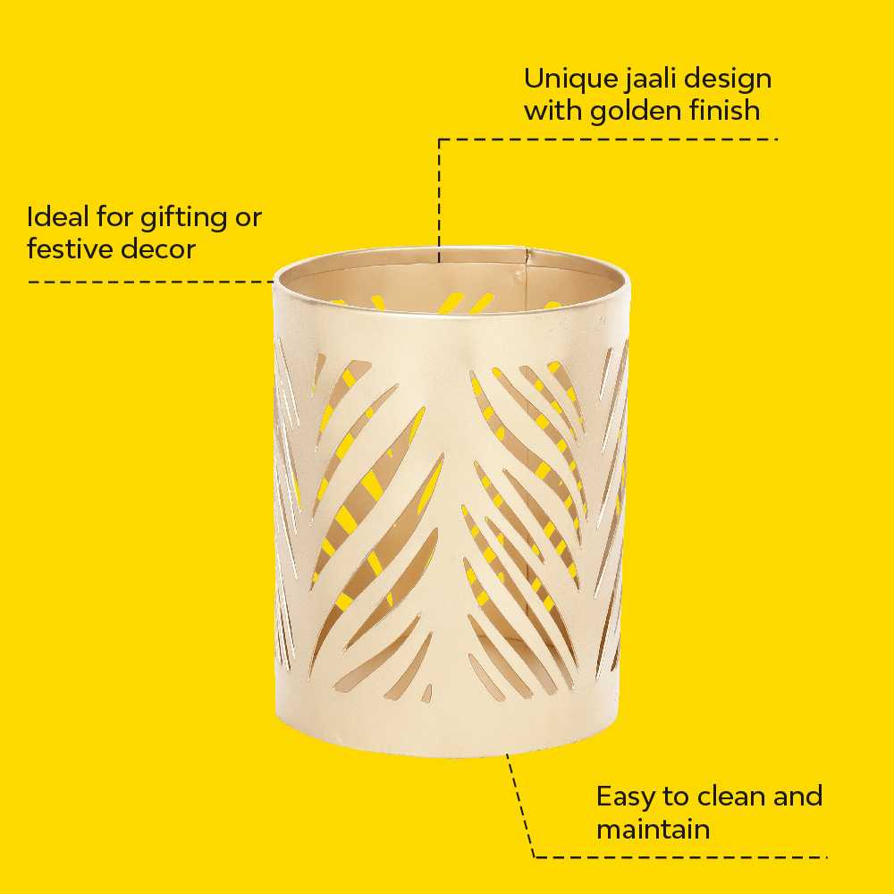Jaali Leaf Metal Candle Holder - Image 5