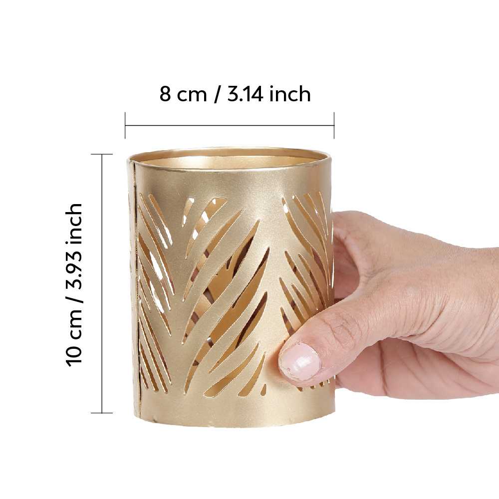 Jaali Leaf Metal Candle Holder - Image 6