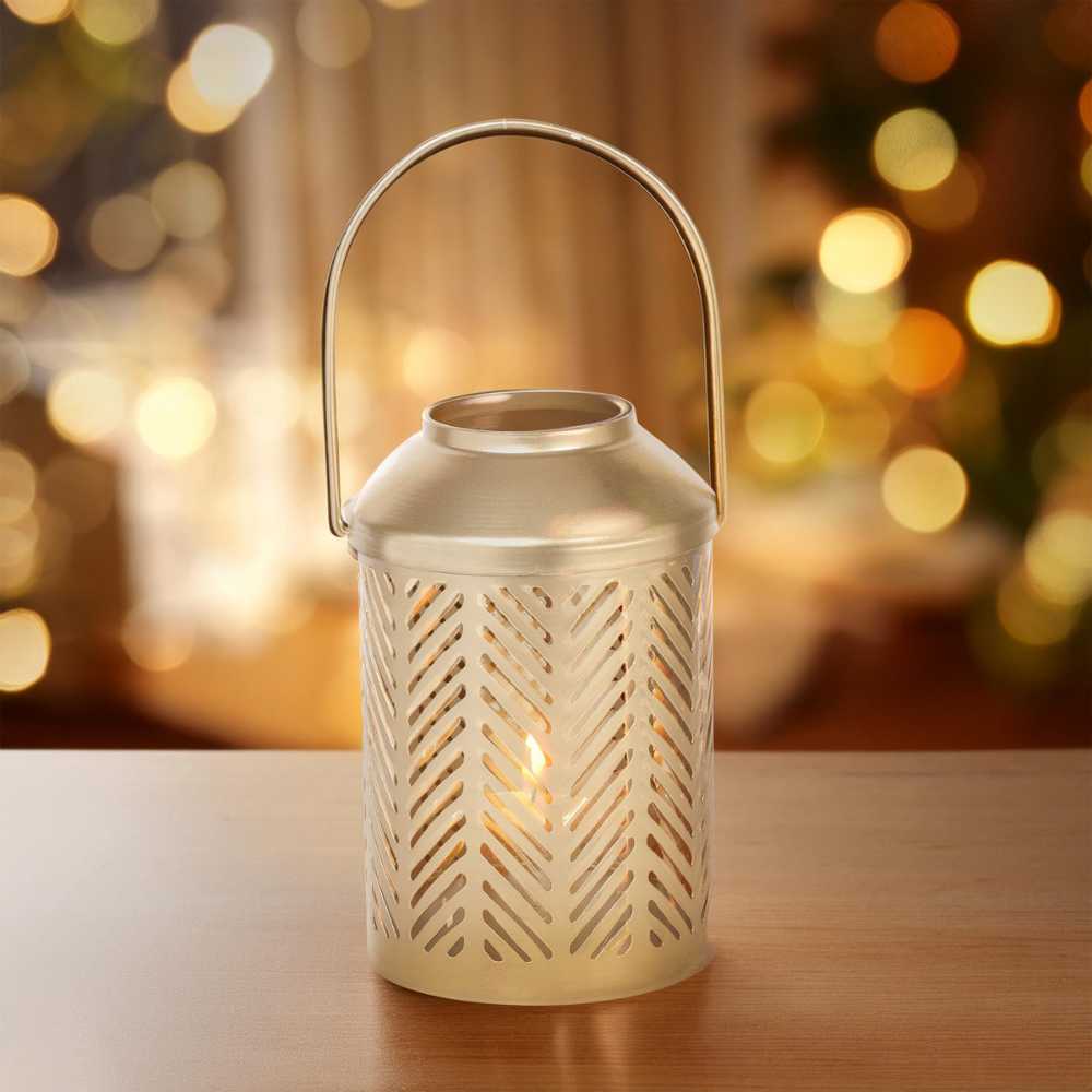 Jaali Leaf Metal Lantern - Image 3
