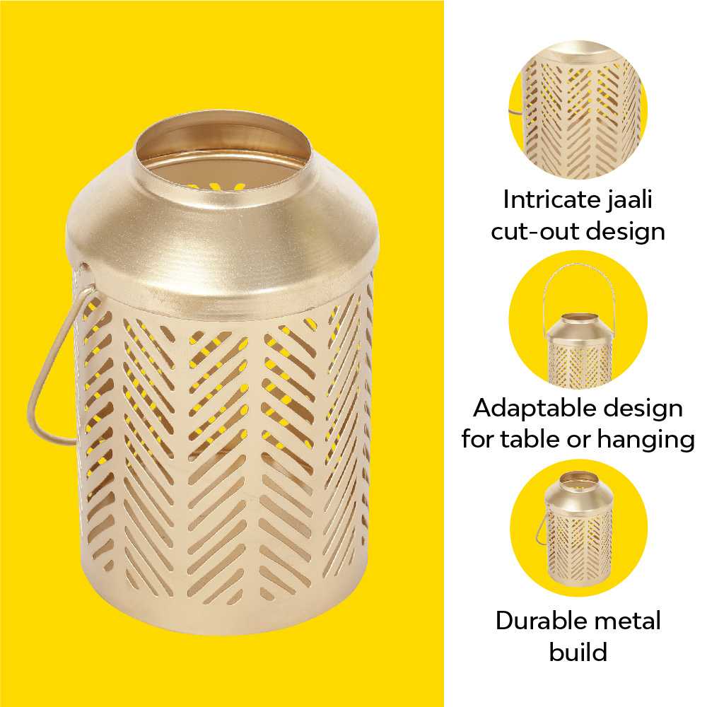 Jaali Leaf Metal Lantern - Image 5
