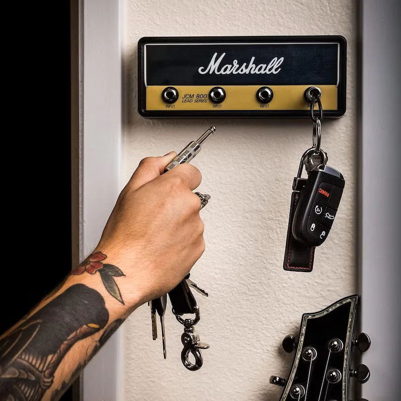 JackRack: Marshall-Style Wall Mounted Key Holder with 4 Guitar Amp Plug Keychains for Home & Studio Décor - Image 2