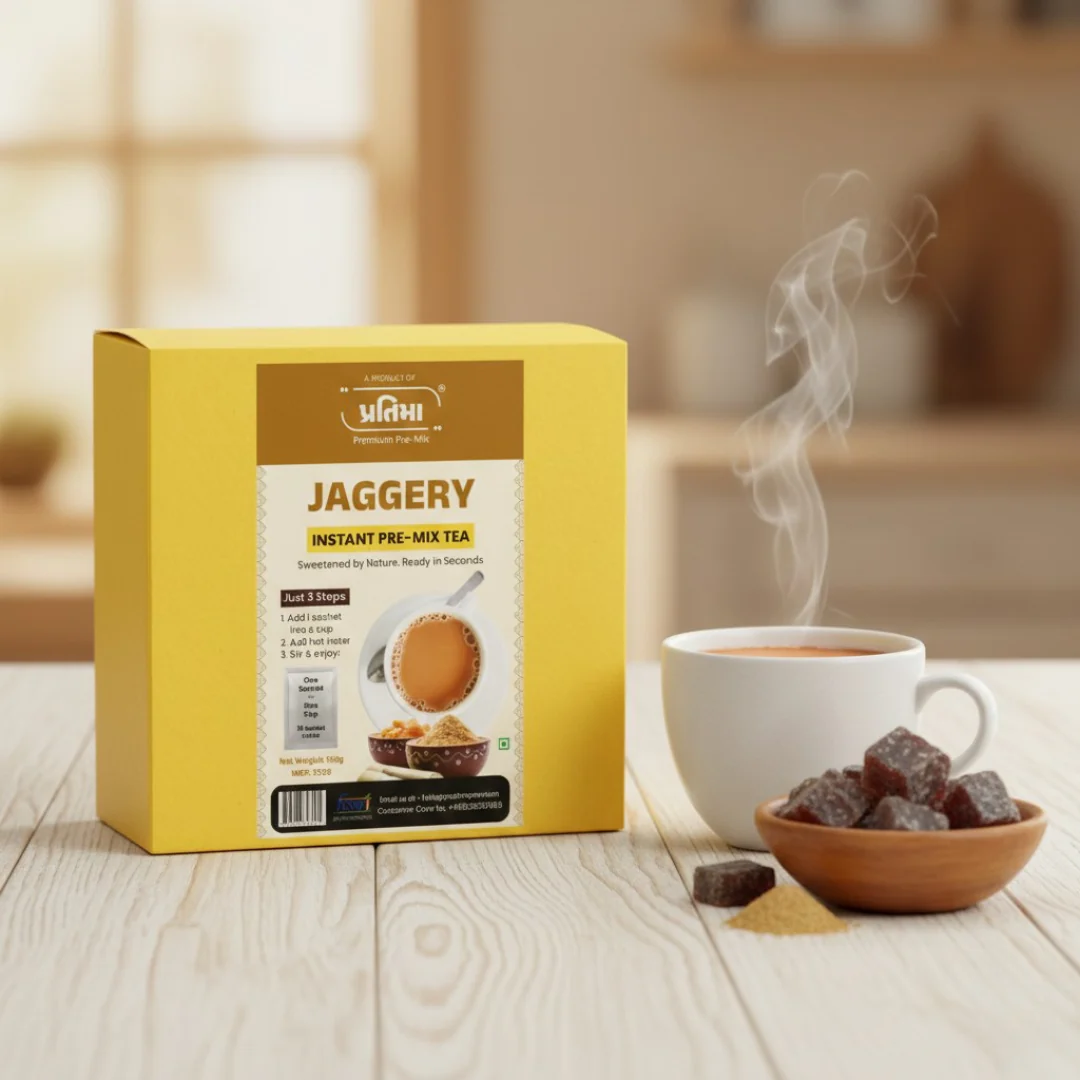 Jaggery Instant Pre-Mix Tea – 10 Sachets | Healthy & Natural Sweetened Tea - Image 3