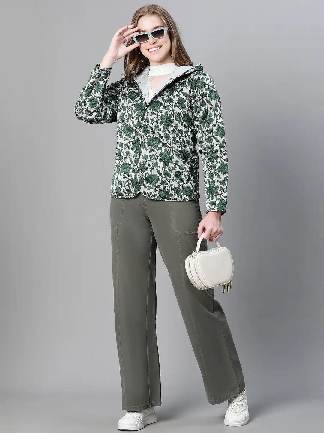 Jamboree Green Floral Print Women Winter Wear Jacket For Style - Image 7