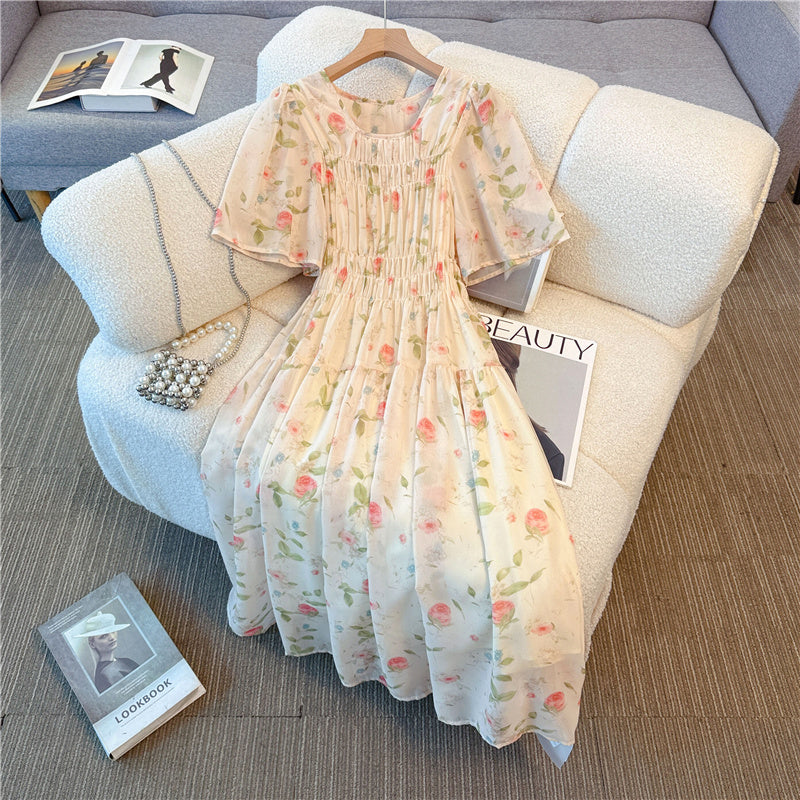 Jane Floral Print Plus Size Chiffon Dress
