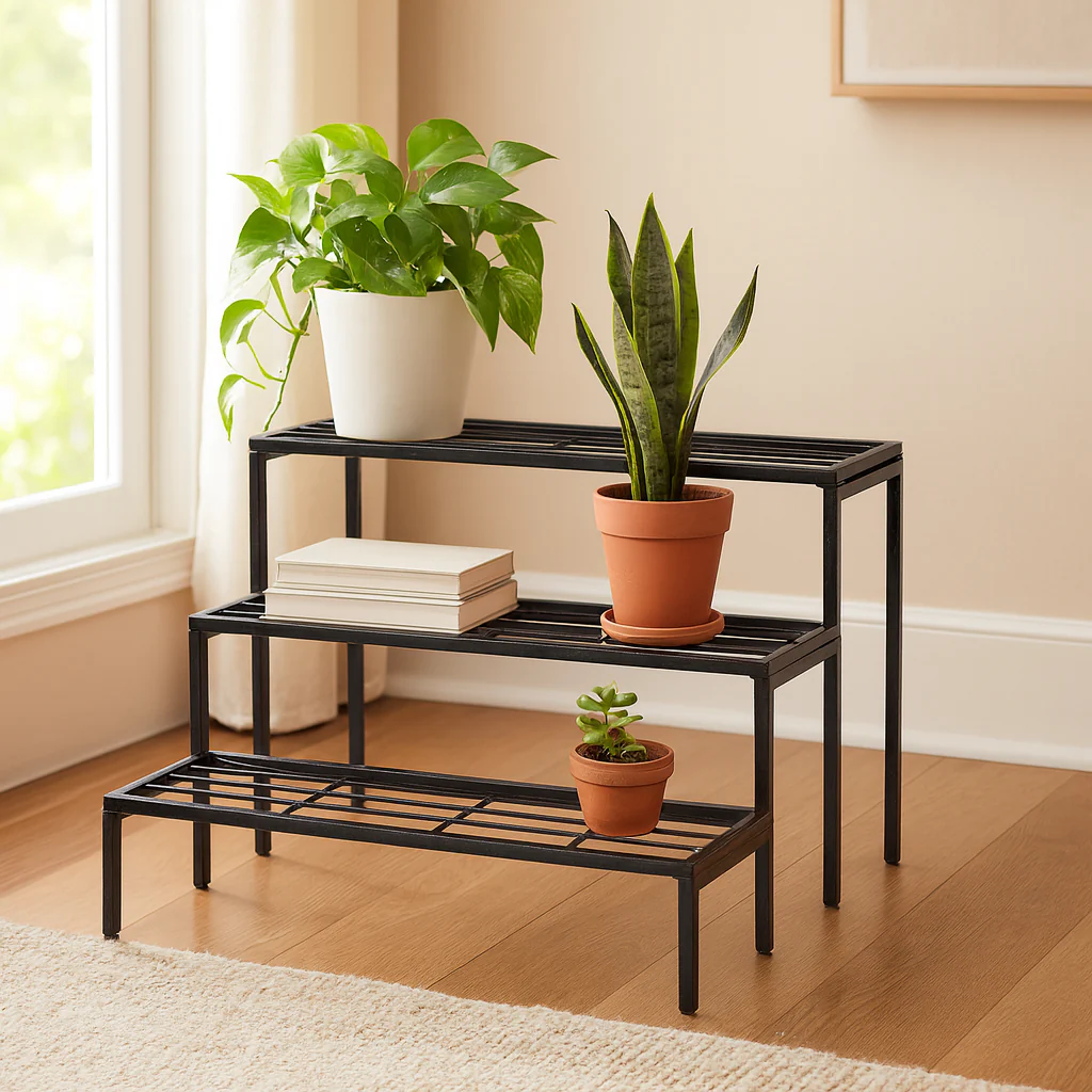 Jasper Premium Metal Plant Stand – Stylish Black Display Rack