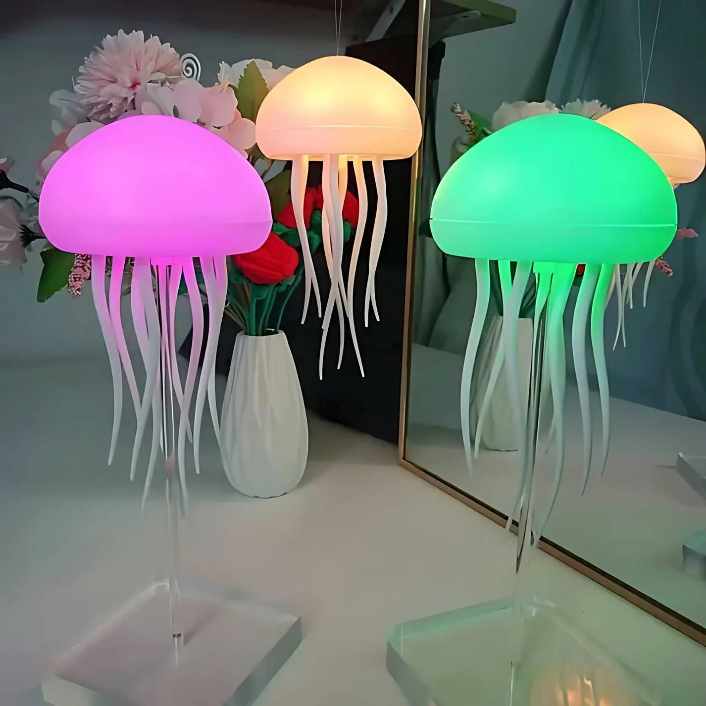 Jelly: Viral RGB Jellyfish Lamp with Voice Control, Dancing Legs & USB-C Rechargeable Design (Hanging + Base) - Image 2