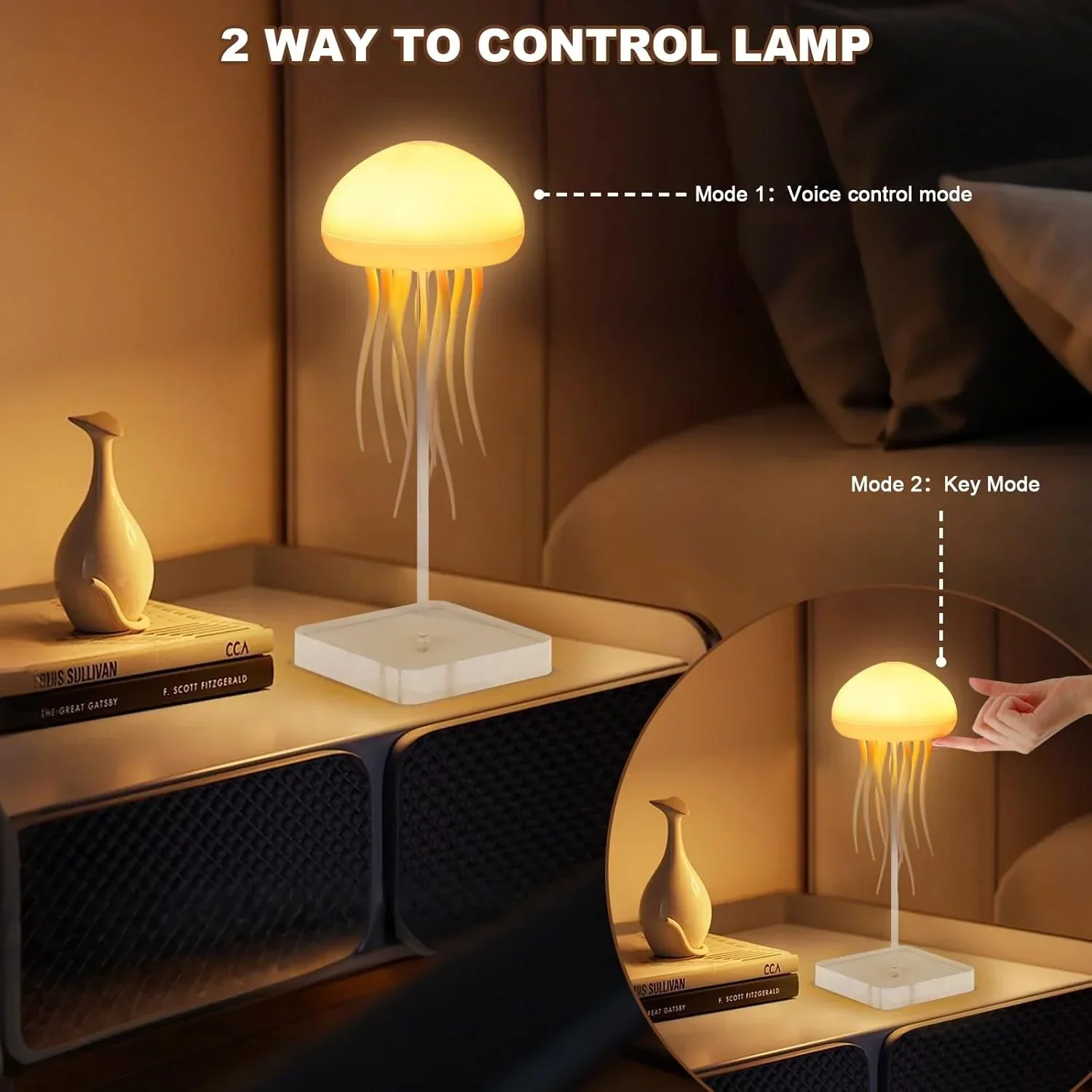 Jelly: Viral RGB Jellyfish Lamp with Voice Control, Dancing Legs & USB-C Rechargeable Design (Hanging + Base) - Image 6