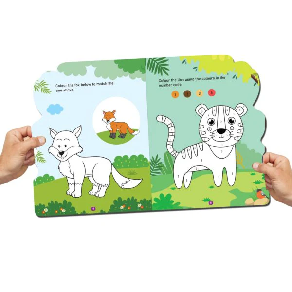 Jungle Activity and Colouring Book- Die Cut Animal Shaped Book - Image 5