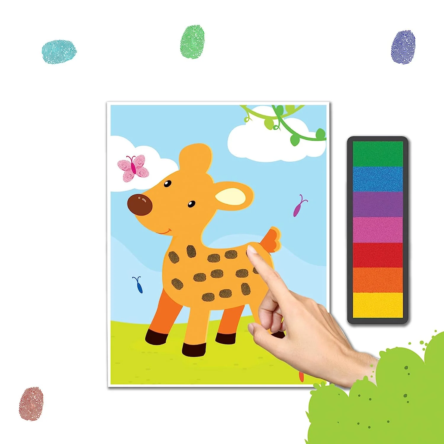 Jungle Fingerprint Art Activity Book for Children Age 4 - 9 years with Thumbprint Gadget|Colouring Book for Kids - Image 3