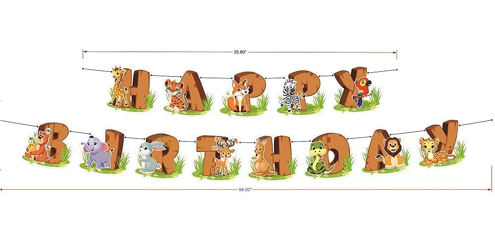 Jungle Safari Themed Set With Posters And Happy Birthday Banner, Cake Topper (Pack of 16) - Image 7