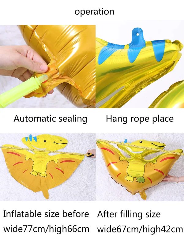 Jungle Safari With Flaying Dinosaurs Themed Foil Balloon Pack of 6pcs (Multicolor) - Image 5