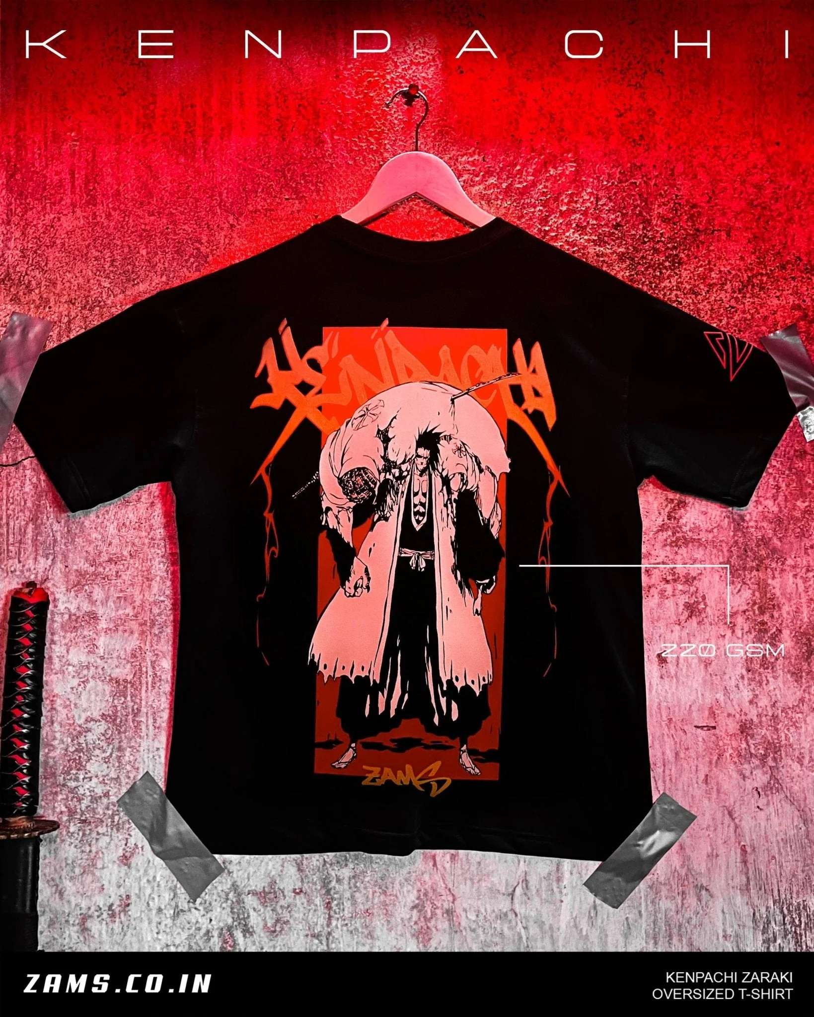 Kenpachi Zaraki / Bleach / Oversized T-Shirt - Image 3