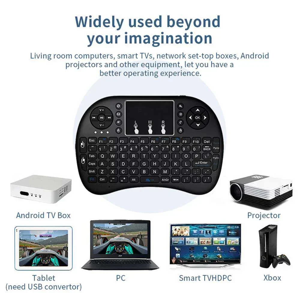 Keyboo: Handheld Mini Wireless Keyboard & Mouse with Bluetooth & USB Dongle, Rechargeable Backlit Remote for Smart TV, Android TV Box, PC & Mobile - Image 2