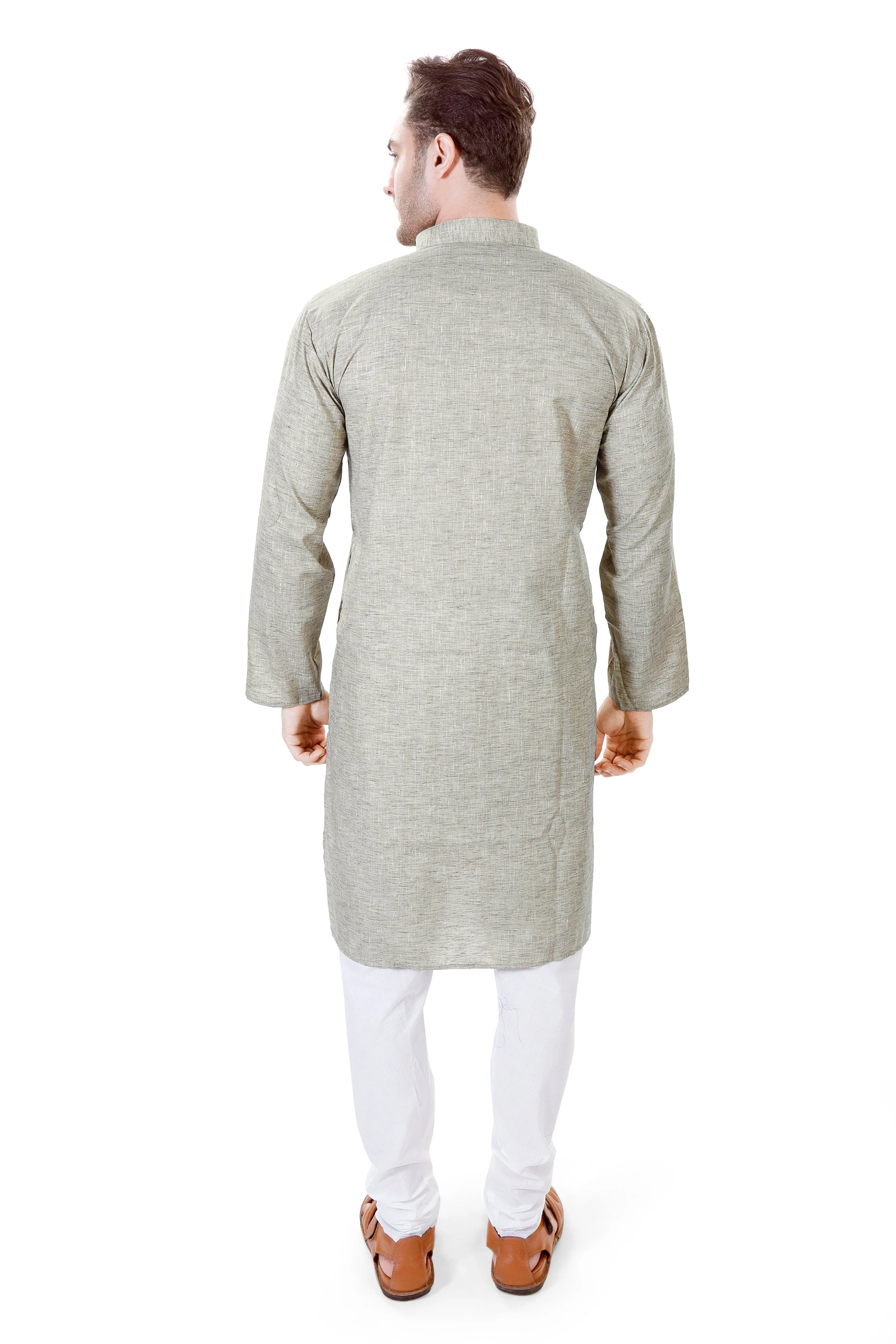 Khadi Cotton Kurta in Green - Image 4