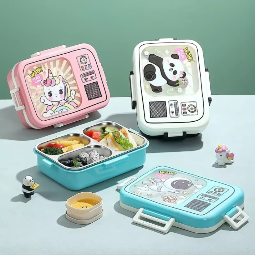 Kids Bento Lunch Box – Cute Leakproof Design with Spoon & Sauce Container | Panda, Astronaut, Unicorn - Image 5