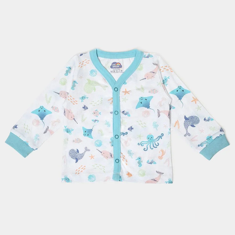 Kids Sea Animal Print Front Open Vest For Baby (Pack Of 3) - Image 5