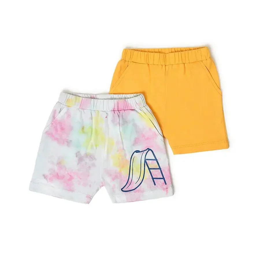 Kids Tie & Dyed Shorts For Baby - Pack Of 2