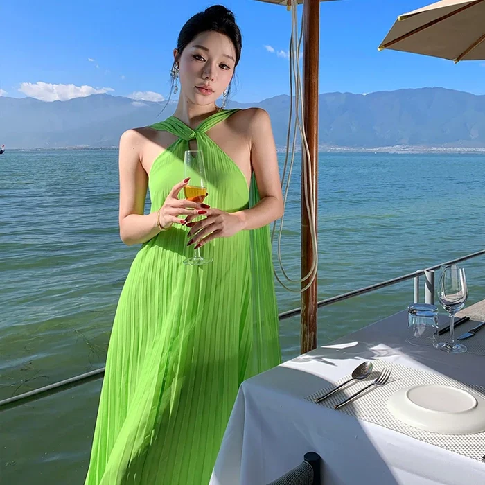Kiesha Pleated Vacay Dress - Image 3