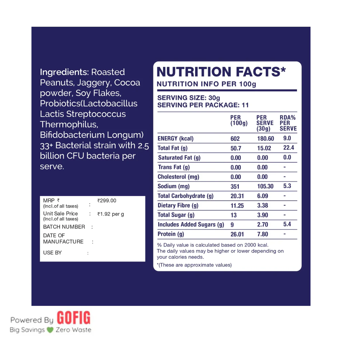 Kikibix Probiotic Dark Chocolate Peanut Butter (340 g) - Image 5