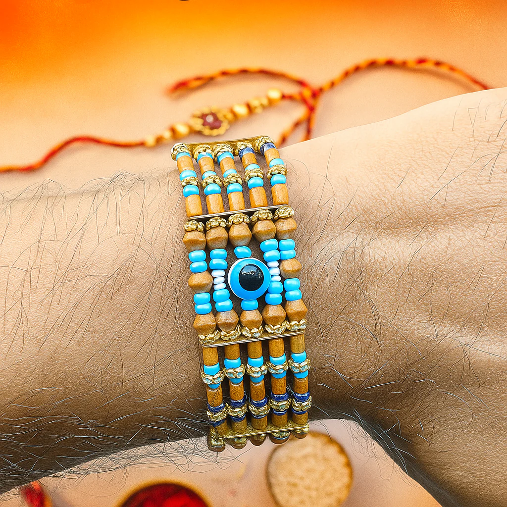 King Kalai Rakhi with Coaster, Kumkum & Chawal | Premium Raksha Bandhan Gift Combo - Image 2