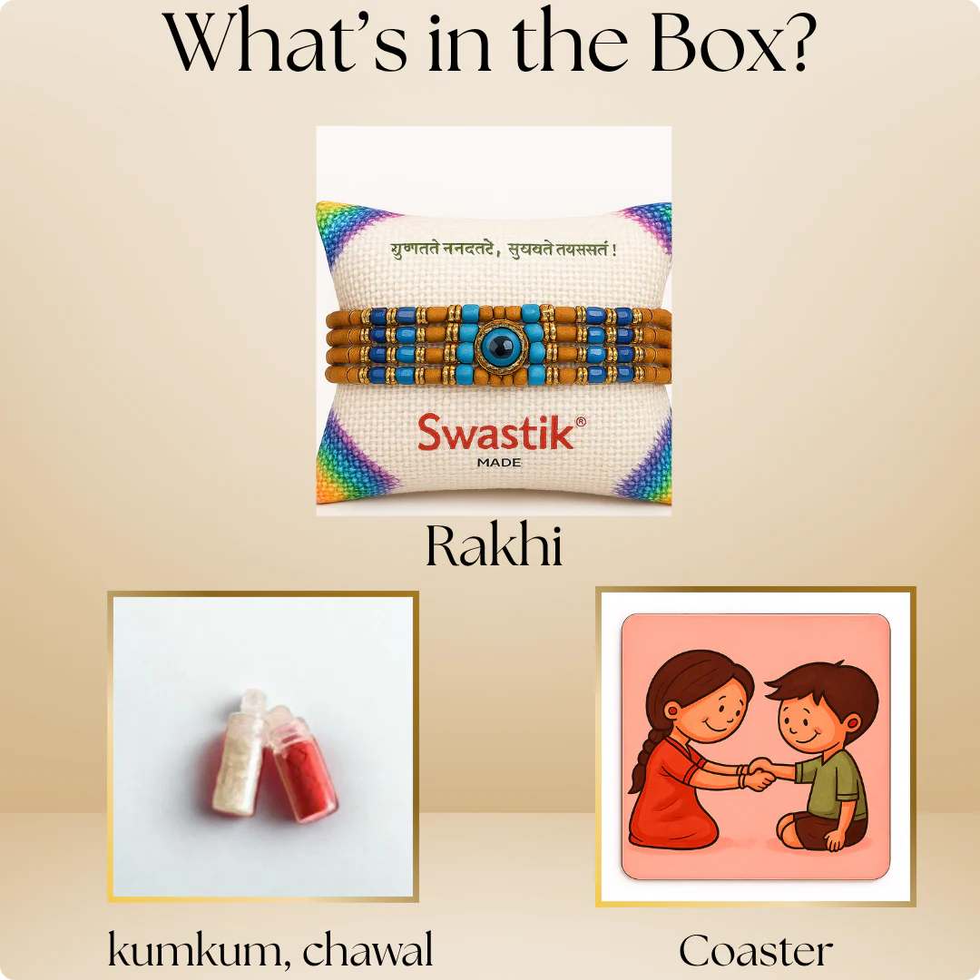 King Kalai Rakhi with Coaster, Kumkum & Chawal | Premium Raksha Bandhan Gift Combo - Image 4