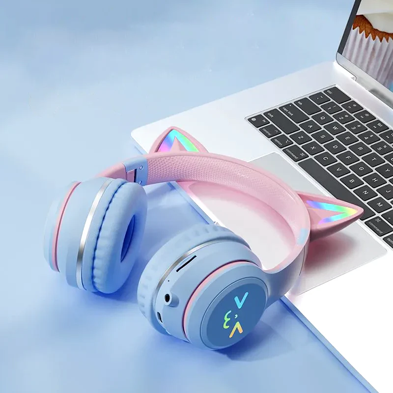 KittyHead: Wireless Cat Ear Headset with RGB LED Lights, Foldable Design headphone for PC, Tablet & Mobile - Image 6