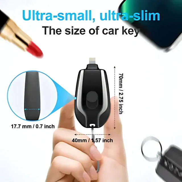Klyp: 1500mAh Keychain Power Bank(1500mAh) Compact Emergency Charger with Built-In Connector for iPhone & Type-C Devices, Pocket-Friendly & Rechargeable - Image 4