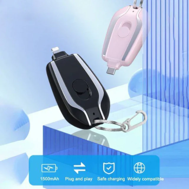 Klyp: 1500mAh Keychain Power Bank(1500mAh) Compact Emergency Charger with Built-In Connector for iPhone & Type-C Devices, Pocket-Friendly & Rechargeable - Image 5