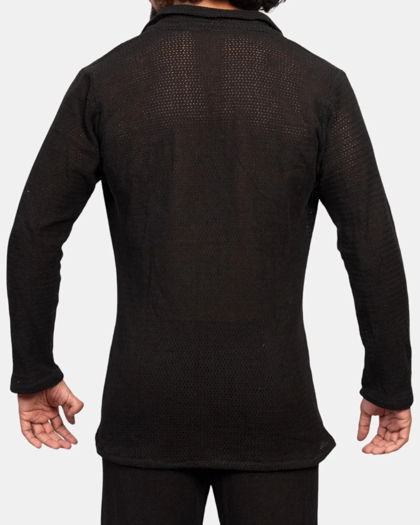 Knit Crochet Shirt /Black - Image 3