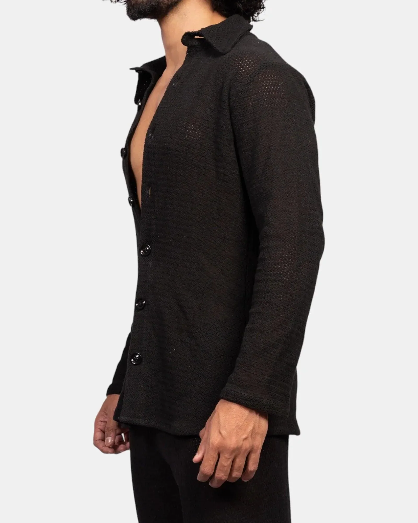 Knit Crochet Shirt /Black - Image 4