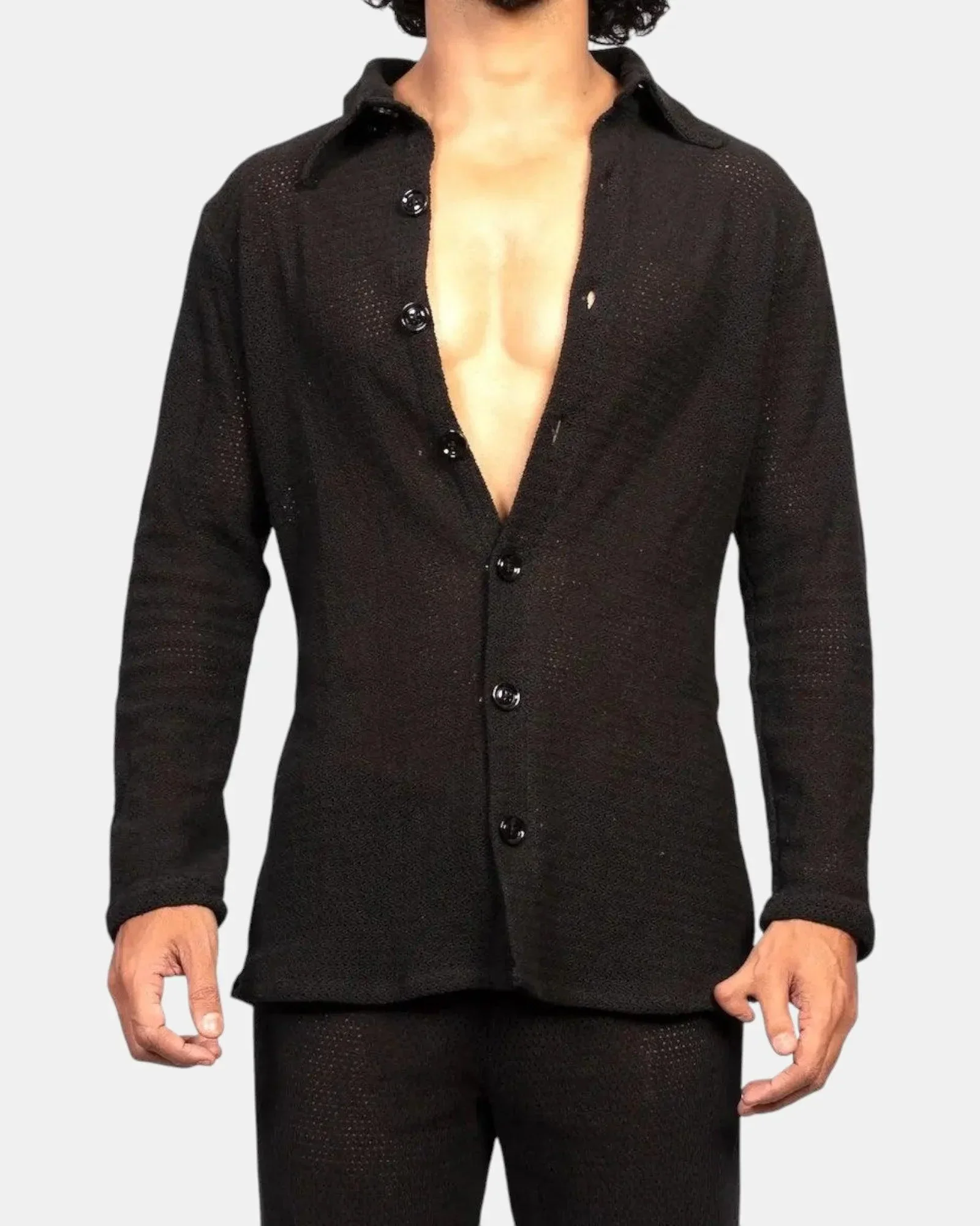 Knit Crochet Shirt /Black - Image 8