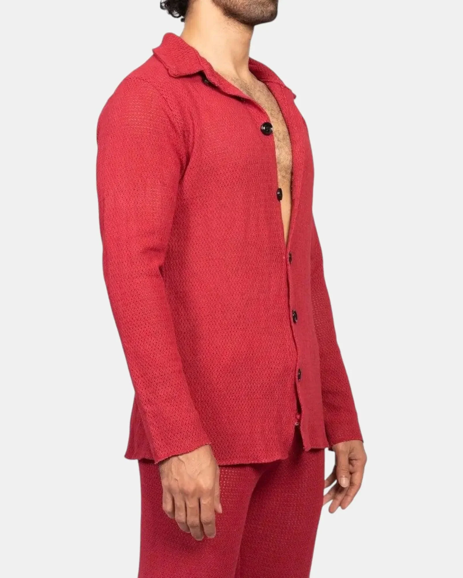 Knit Crochet Shirt /Viva Magenta - Image 3